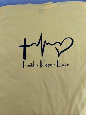 Hand Crafted Yellow Faith Hope Love Graphic Tee